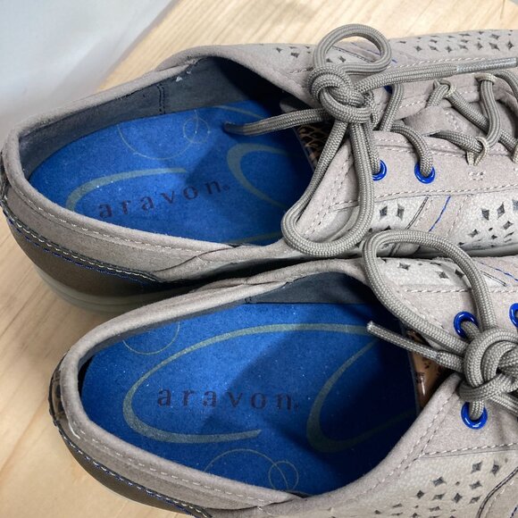 Aravon Betty-AR Leather Sneakers, Women's 8, Casual Lace-Up‎ Stone Tan Cut-Outs - Picture 8 of 10